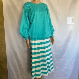 Union Made Vintage | Tall Girl Jersey Skirt Set | Turquoise | M